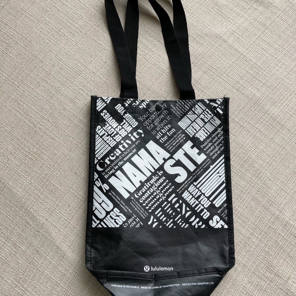 A Lululemon shopping bag in good condition